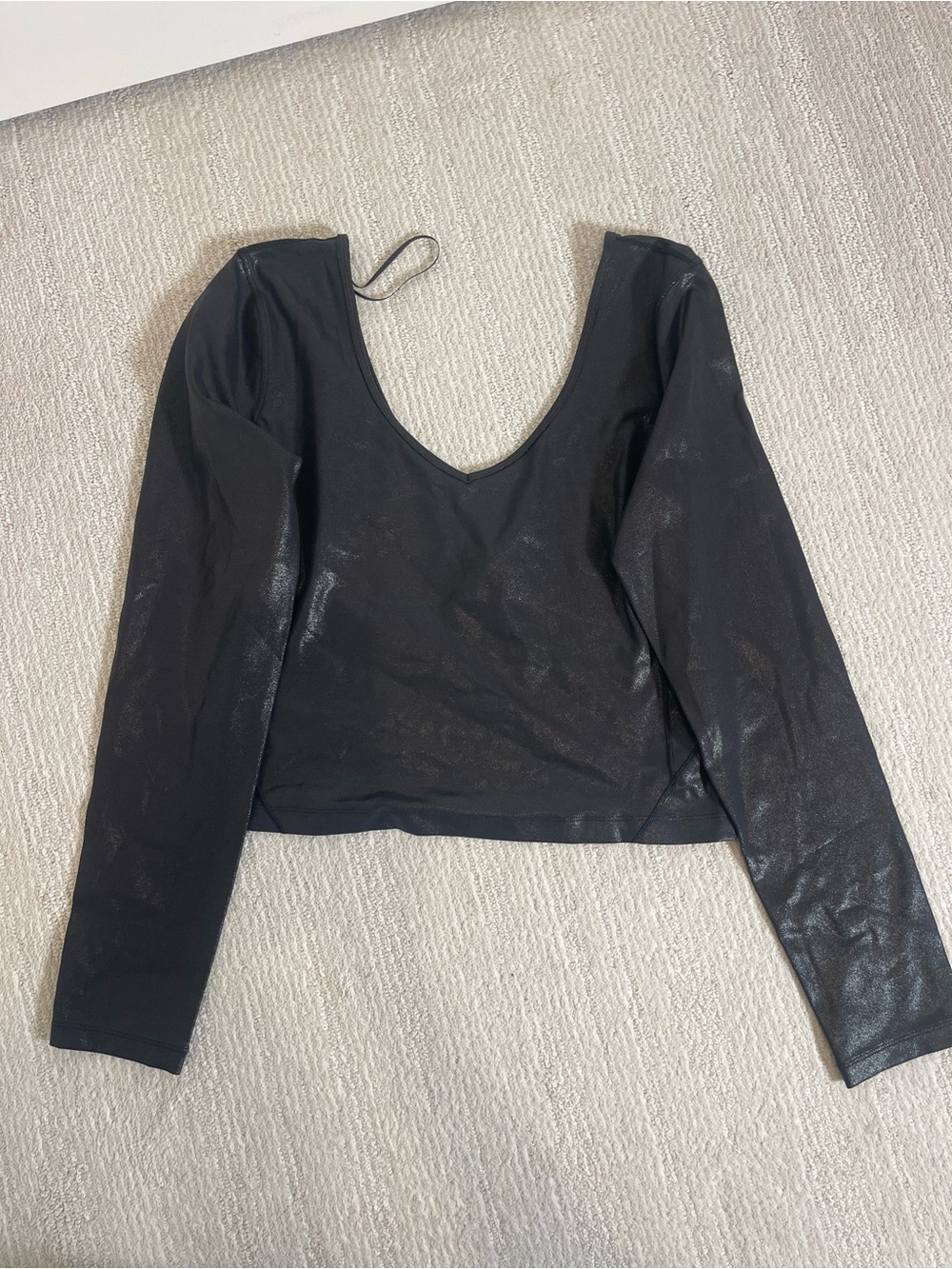 lululemon athletica Black Shimmer V-Neck Long Sleeve Top 10